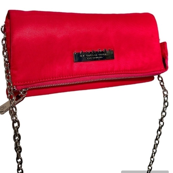 Laundry By Shelli Segal Pink Wallet Purse Silver Chain Crossbody Multi Zip Bag - Picture 1 of 15